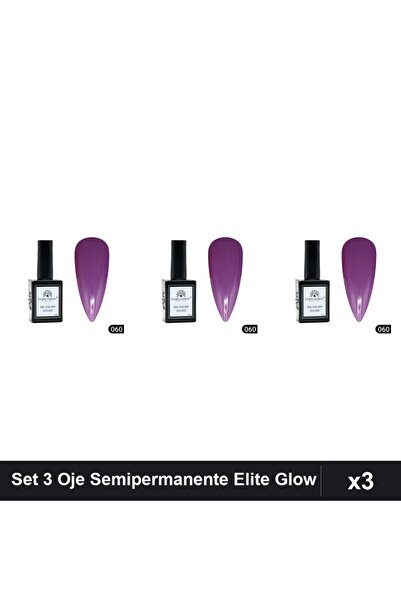 global fashion Set 3 Oje Semipermanente Elite Glow 15ml, Gel Polish UV/LED