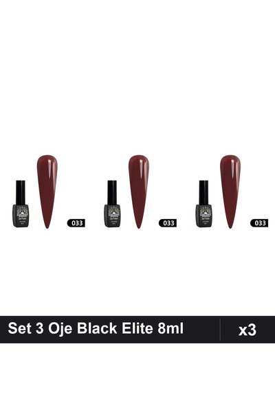 global fashion Set 3 Oje Semipermanente Black Elite 8ml, Nuanță 033, Manichiu...