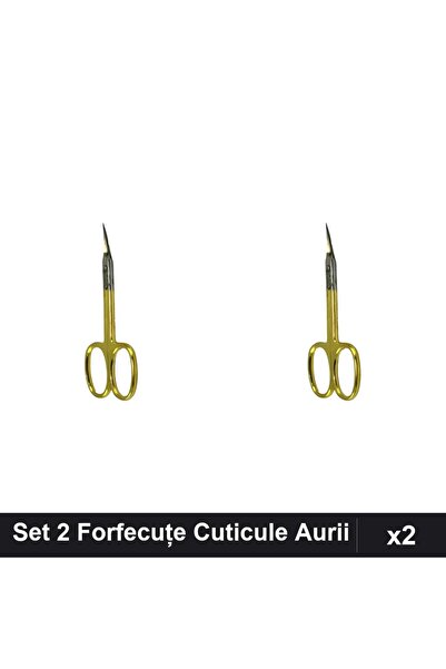 One Group Set 2 Forfecuțe Profesionale Cuticule Aurii, Vârf Scurt, Manichiură