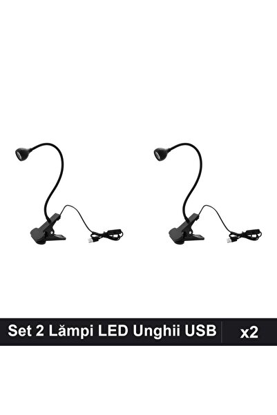 NAİLS Set 2 Lămpi LED-Lanternă Flexibilă USB 3W, Manichiură Unghii Negru
