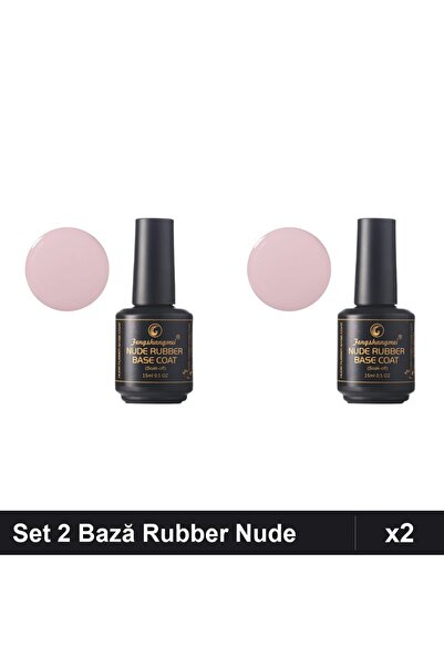 FSM Set 2 Bază Rubber Color Nude 15ml, Nr.14 Nude, Manichiură UV/LED