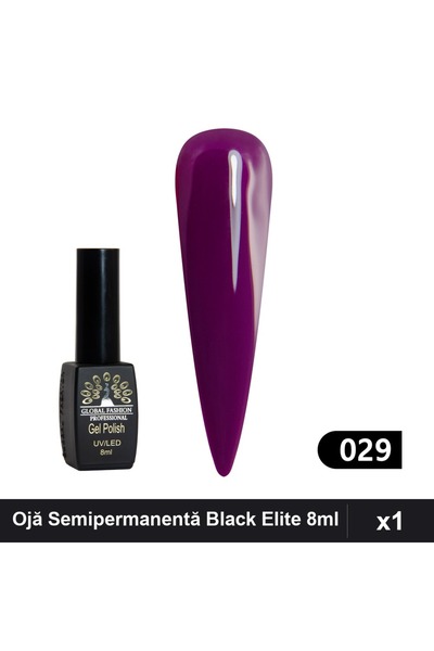 global fashion Ojă Semipermanentă Black Elite 8ml, Nuanță 029, Manichiură UV/LED