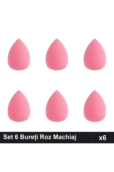 Makeup Set of 6 Extra-Soft Makeup Sponges, Pink, Foundation and Powder Applic...
