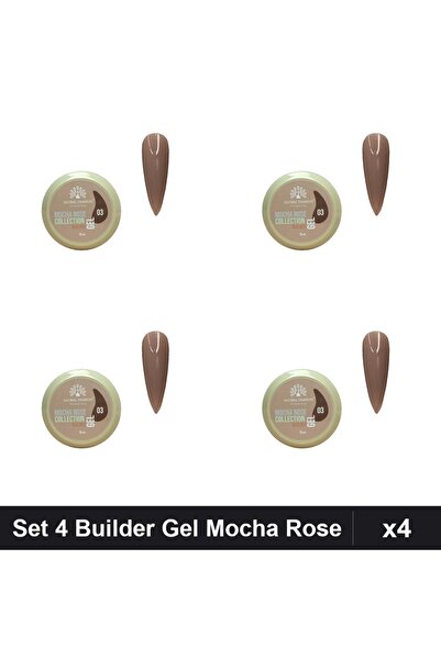 global fashion Set 4 Builder Gel Mocha Rose 15g, Constructie Unghii UV/LED,