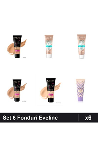 Eveline Set of 6 Foundations by Skin Cosmetics, Beige Vanilla Porcelain Shade...