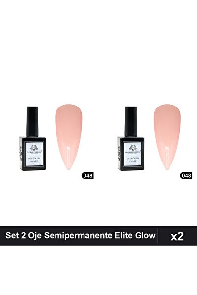global fashion Set 2 Oje Semipermanente Elite Glow 15ml, Gel Polish UV/LED
