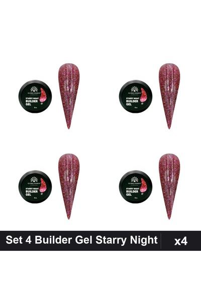 global fashion Set 4 Builder Gel Starry Night Nr.07 15g, Constructie Unghii G...