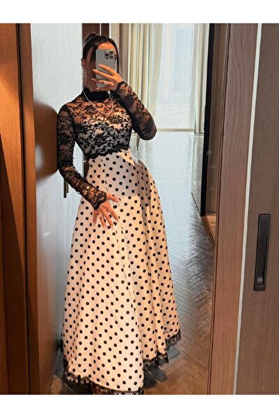 Mazon Fashion فستان سهرة كلاسيك دانتيل وبولكا دوت