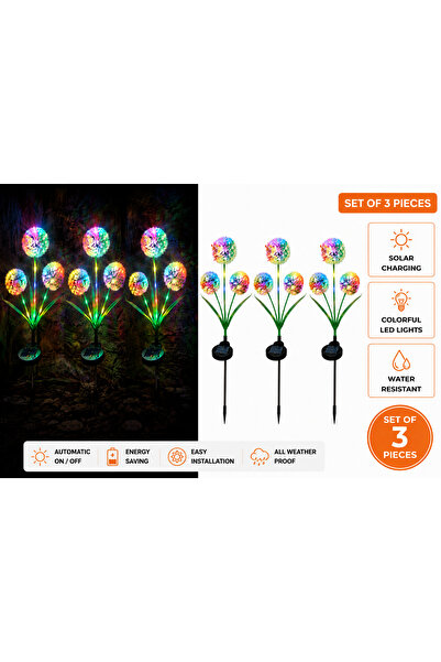 Erhan Set Premium 3 Lămpi Solare LED Multicolore – Decor Exterior Elegant pen...