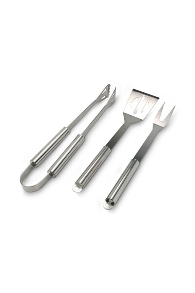 PROMİNOX Set de grătar Rominox, 3 piese, cutie din aluminiu, oțel inoxidabil, clește, spatulă, furculiță