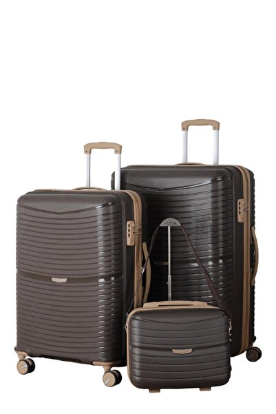 MÇS V379 AURA Y.ÜRETİM PP VALİZ 55 CM + 65 CM + MAKYAJ SİYAH SET
