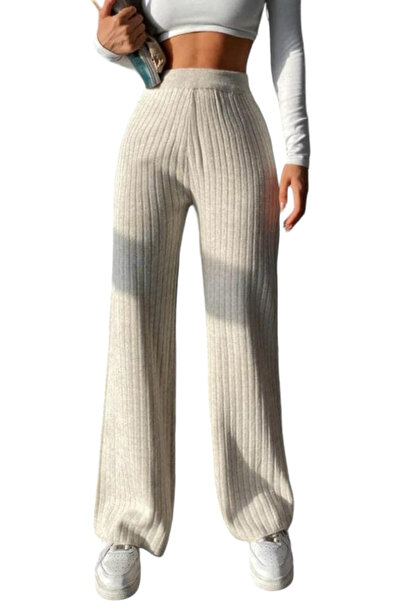 OEM Pantaloni dama tricot striat - Luana - Bej