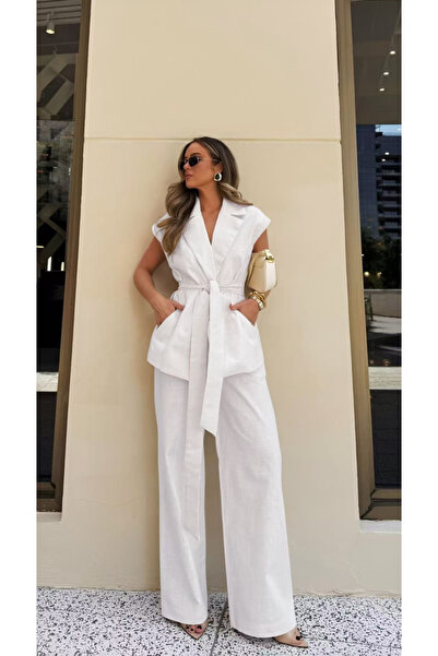 OEM Compleu dama elegant din doua piese cu vesta tip sacou si pantaloni largi