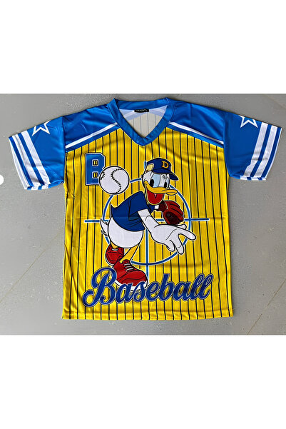 Minga London Tricou unisex din jerseu cu detaliu Donald Duck galben Minga