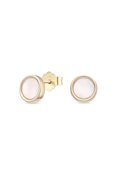 Lisa&Co. Cercei Argint Mother of Pearl Circle L Argint placat cu aur galben /...