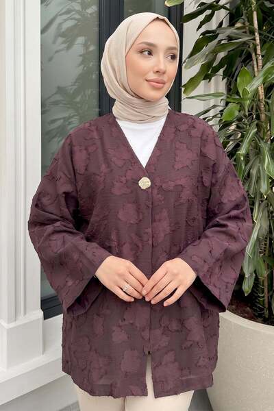 Salih Çelebi Kimono cu detalii Jacquard Y0111 - MÜRDÜM