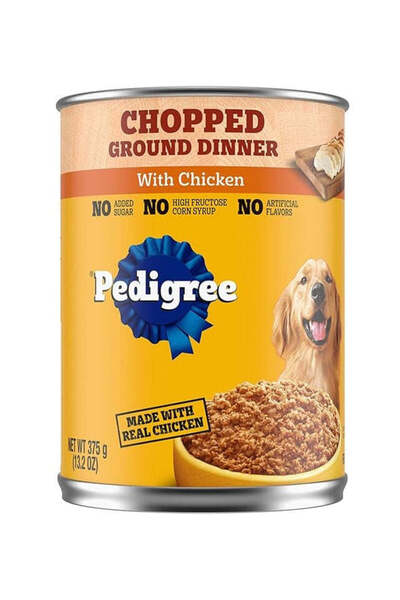 Pedigree لحم مفروم معلب مع الدجاج 375 جرام