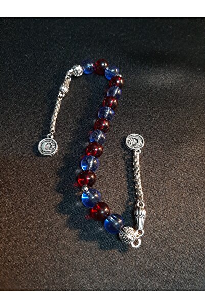 MRYart Tarafatr Zaza Prayer Beads Designed with Burgundy - Blue Glass Beads
