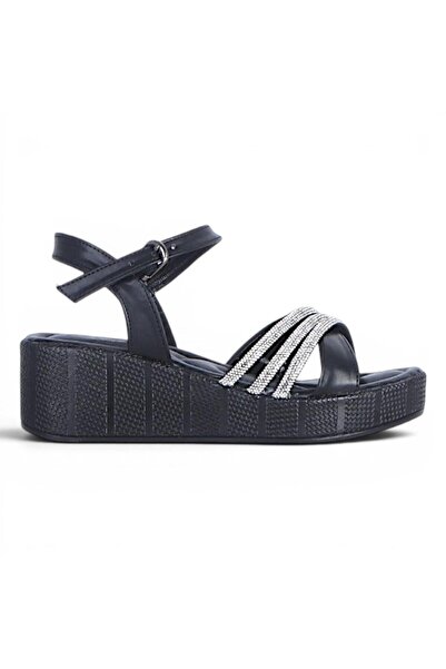 Ayakcenter Byn Ayışığı By33 crne ženske sandale sa petom visine 7 cm