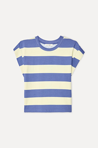 Mudo Women's Yellow Striped Loose Fit Sleeveless T-Shirt
