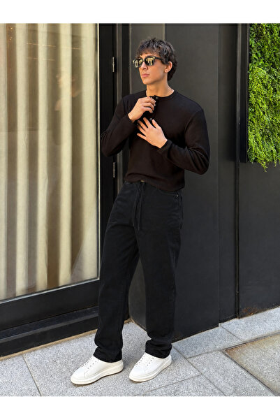 hacker Men's 100% Cotton Elastic Waist Jogger Black Baggy Pants