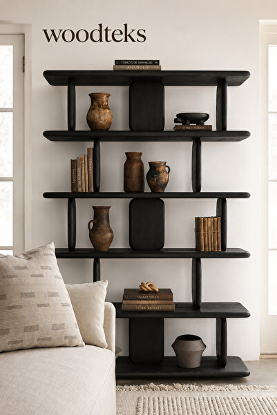 mywoodteks Woodteks Raf Arası Kitaplık Dekoratif Ahşap Raf 122x36x175cm | Woo...