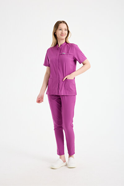 CAREX Scrubs Kadın Hakim Yaka Doktor Üniforması Üst Forma – Likralı Medikal G...