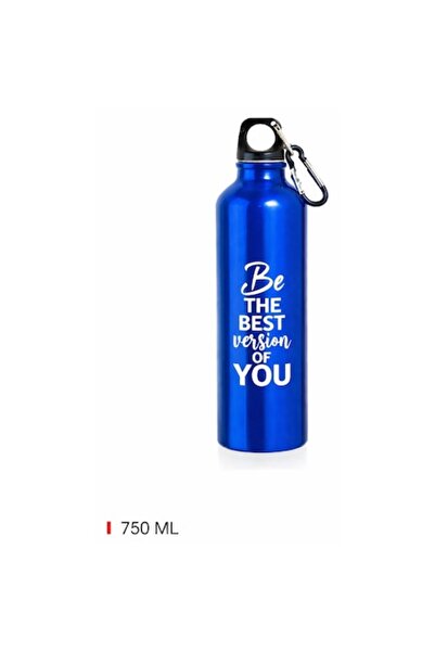 Bewinner Bidon sport, Bewinner, 750 ml, aluminiu, cu carabină, albastru