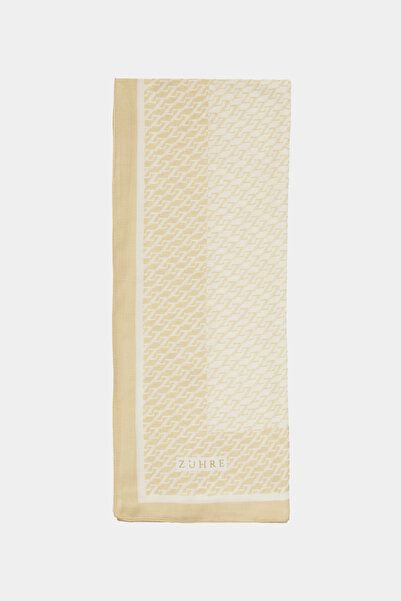 Zühre Monogram Patterned Bordered Prime A.Beige Shawl 0065