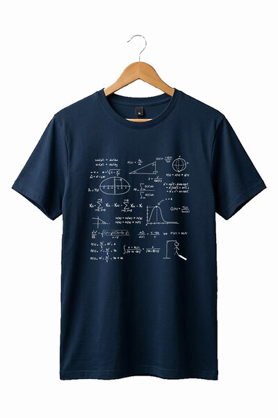 The Baski Tricou de bază unisex cu mânecă scurtă, imprimat cu formule matemat...