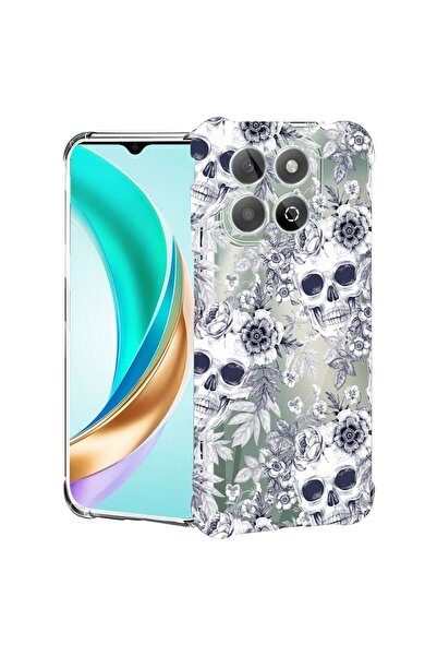 bestcase ¬Æ Husa compatibila Honor X8C, Anti Shock 1.5MM, Skull Black And Whi...