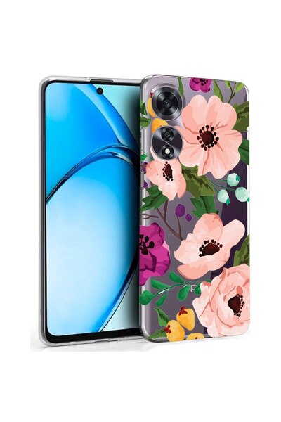bestcase ¬Æ Husa pentru OPPO A60 4G, Clear Silicon 2MM, Pastel Flowers, Antis...
