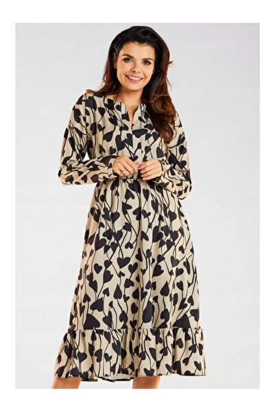Awama Heart dress, Awama, Polyester, Beige/Black, L