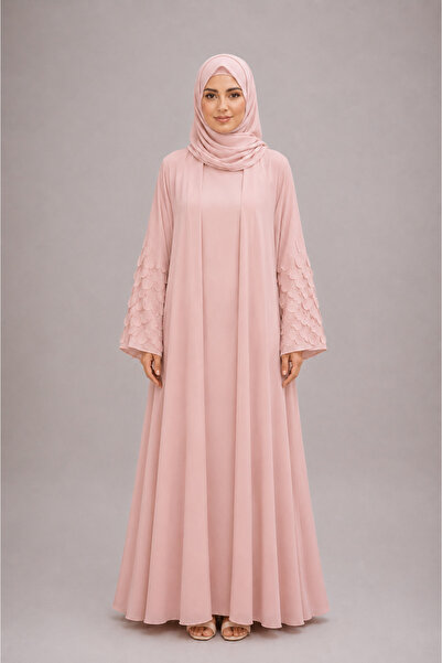 Ophelia Noir Petal Luxe Abaya by with Inner & Matching Hijab