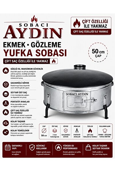 SOBACI AYDIN 50 cm EKMEK YUFKA GÖZLEME TANDIRI ÇİFT SAÇ