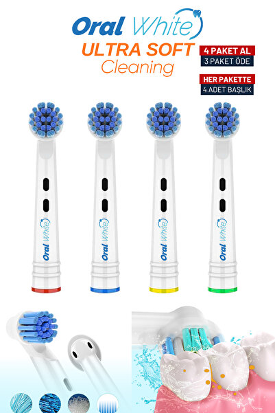 Oral White Ultra Soft Cleaning Dönen Başlıklı Ultra Yumuşak 4 Adet Yedek Başlık