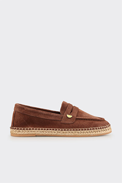 Elle Shoes Kahve Deri Kadın Espadril