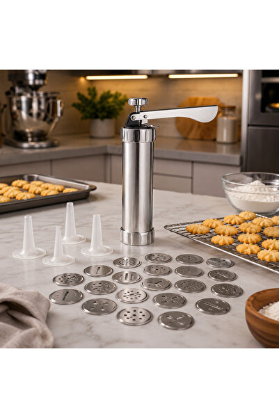 Marcato 🍪   Professional Biscuit Forming Machine with 20 Moulds + 4 Decorati...