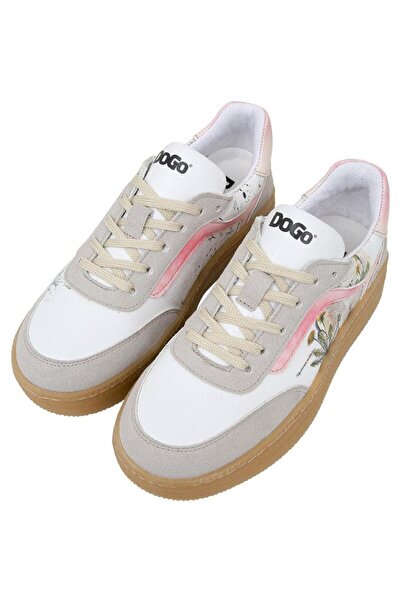 Dogo Γυναικεία Vegan Δερμάτινα Λευκά Sneakers - Σχέδιο Botanical Notes