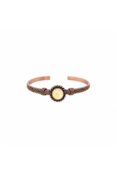 DOĞA KUTUSU سوار نسائي من النحاس الأصفر بتصميم عتيق من السيلينيت الأصفر لأبرا...
