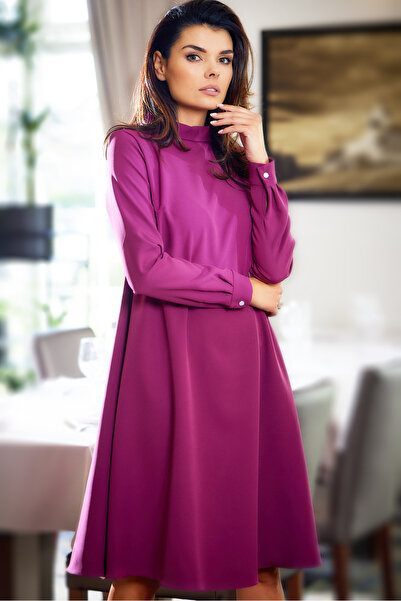 Awama Women's dress awama, Polyester, A599 - Plum -, M INTL