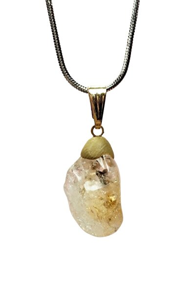 Generic Brand Citrine Natural Stone Chain Handmade Necklace End: 2 cm Chain: ...