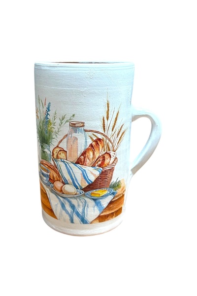 Ceramica Martinescu Carafe vase 21 cm, hand decorated, table with dishes, bas...