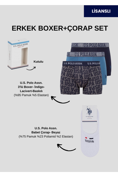 U.S. Polo Assn. Men'S, 95% Cotton, 5% Elastane, (with Socks as a Gift), 3-Pie...