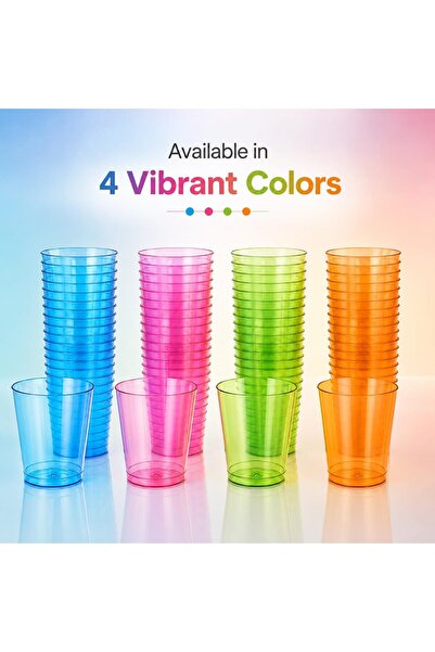 Sunny Your Bright choice Sunny Colored Reusable Plastic Cups 8oz – 25 PCS Transparent Colored Drinking Cups for Juice, Water & Soft Drinks | Recyclable BPA-Free Party Cups (Green)