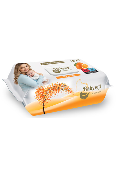 Babysoft Șervețele umede cu parfum de portocală, 120 bucăți/pachet