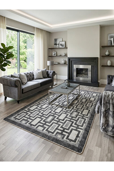 Brillant Geometrik Desen Modern Lateks Taban Salon Yolluk Antre Halı