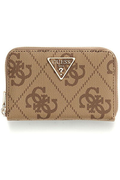 Guess μπεζ latte πορτοφόλι Laurel Medium Wide logo