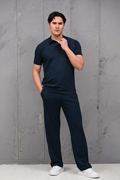 mass plus Regular Fit Lycra Self-Striped Half Baggy Trousers T-Shirt Set
