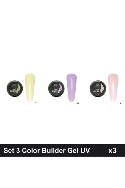 global fashion Set 3 Color Builder Gel UV 15g - Nr.02, Nr.04, Nr.13